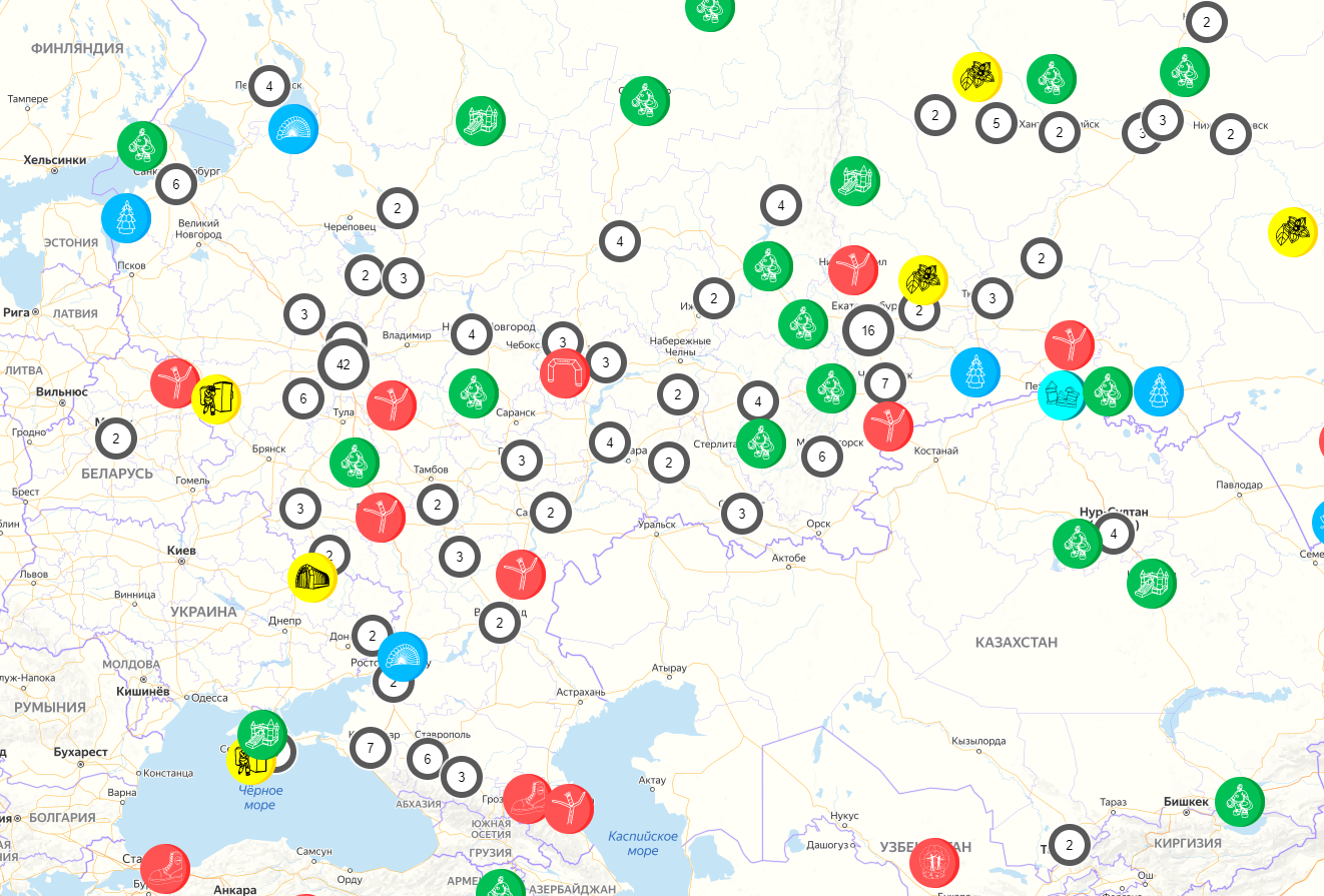 Реализованные проекты на карте